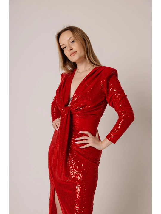 Czerwona sukienka cekinowa Shinny