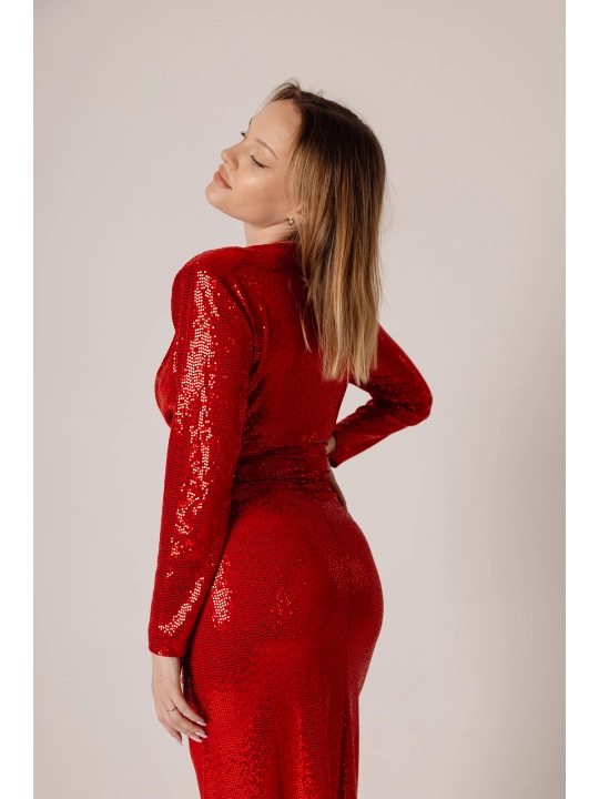 Czerwona sukienka cekinowa Shinny