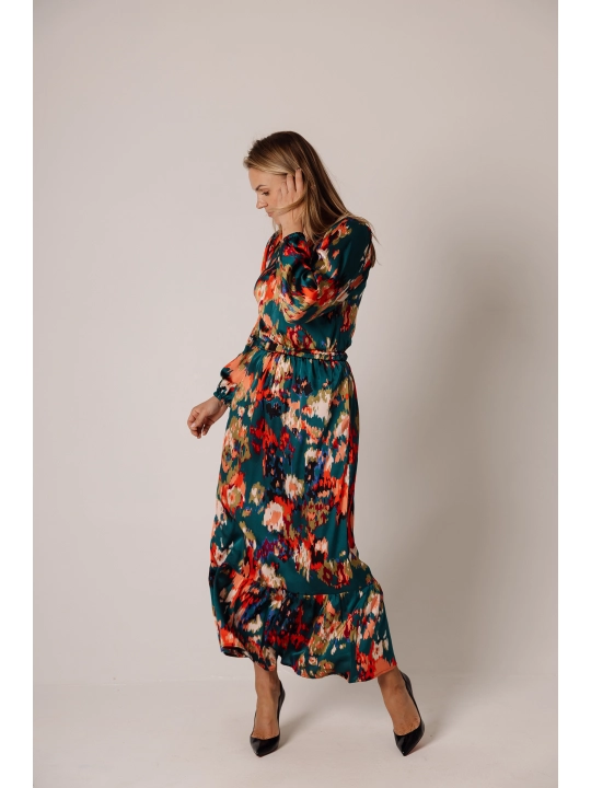 Sukienka zielona w print Riva