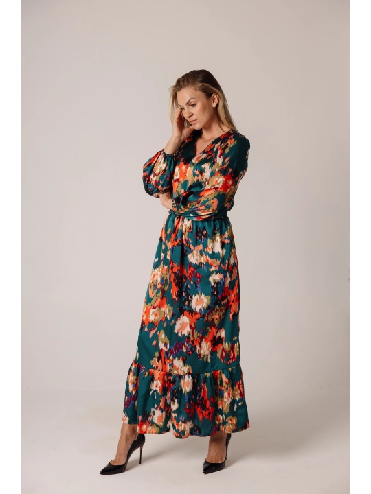 Sukienka zielona w print Riva